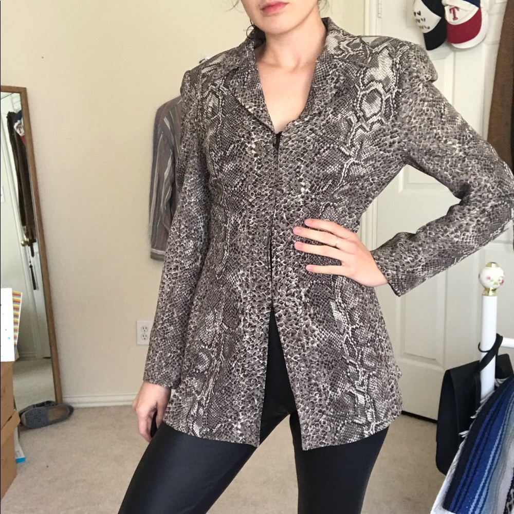 Vintage Snakeskin Python Print Zipper Blazer - image 2